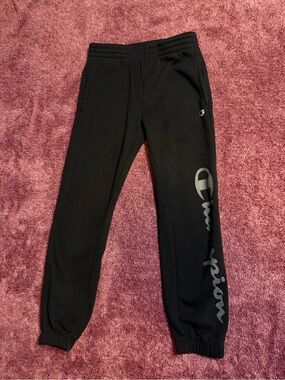 Champion Kids Black Joggers with Gray Script Logo